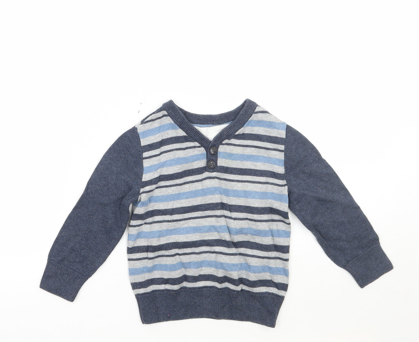 Matalan Boys Grey Striped  Pullover Jumper Size 2 Years