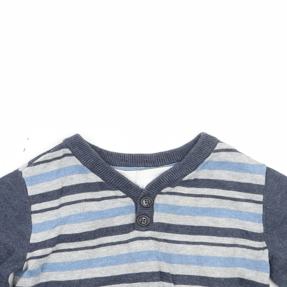 Matalan Boys Grey Striped  Pullover Jumper Size 2 Years