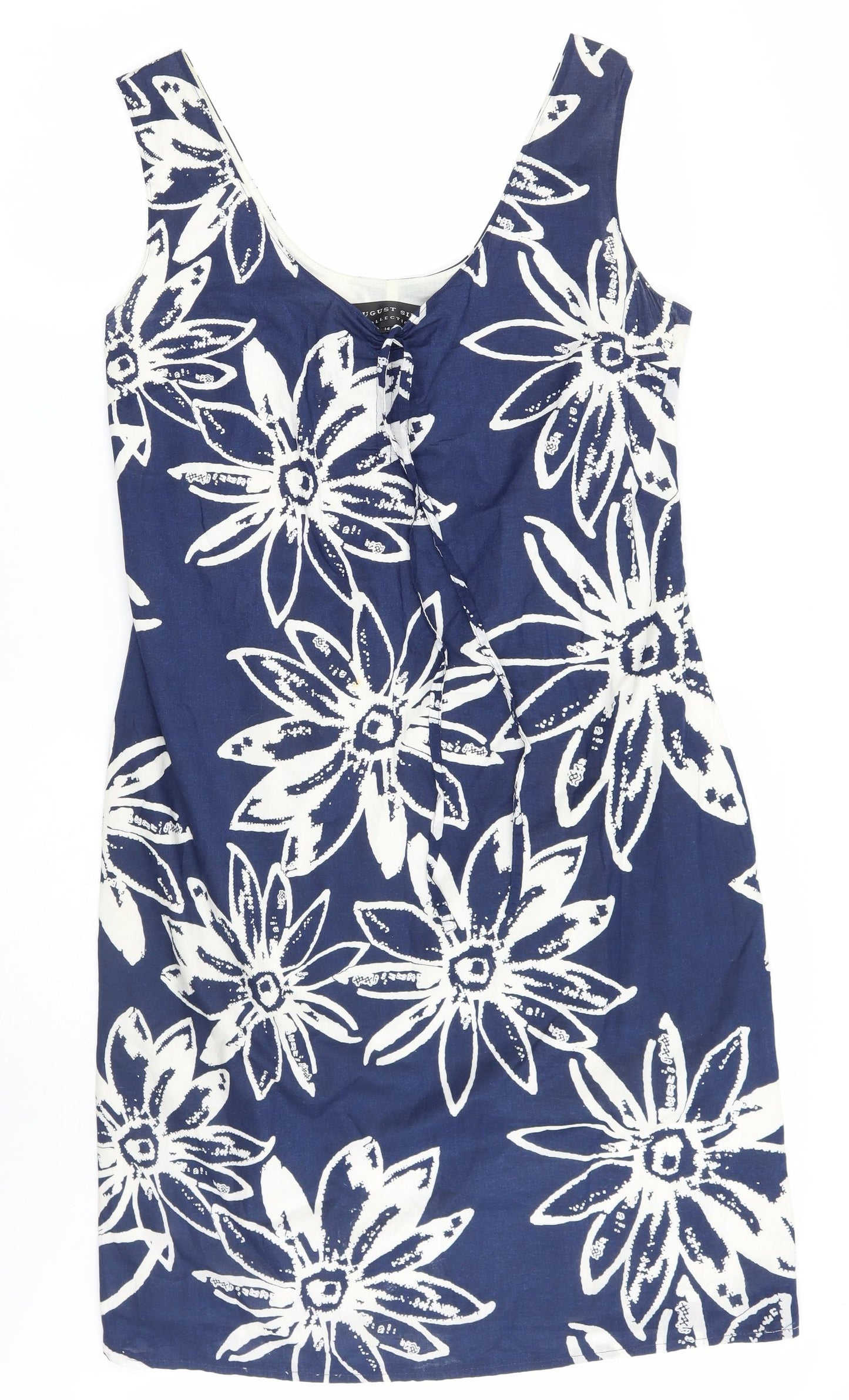 August Silk Womens Blue Floral  A-Line  Size 14