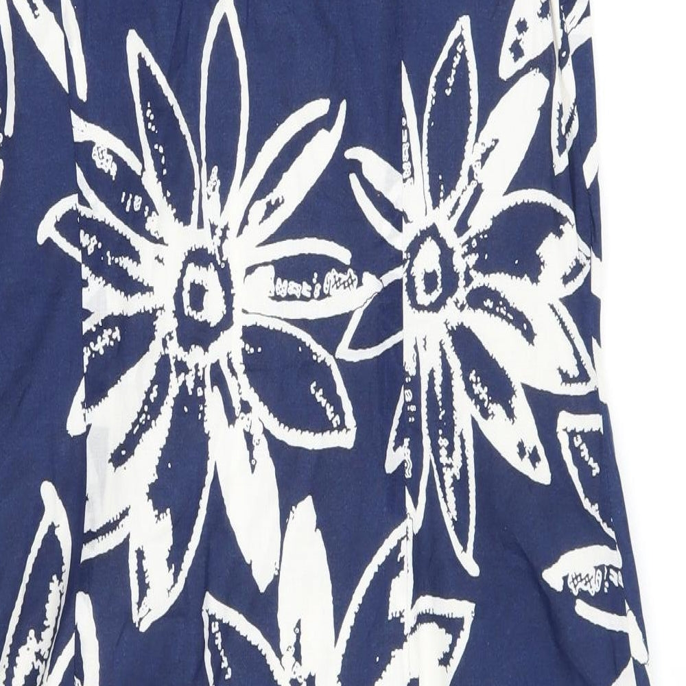 August Silk Womens Blue Floral  A-Line  Size 14