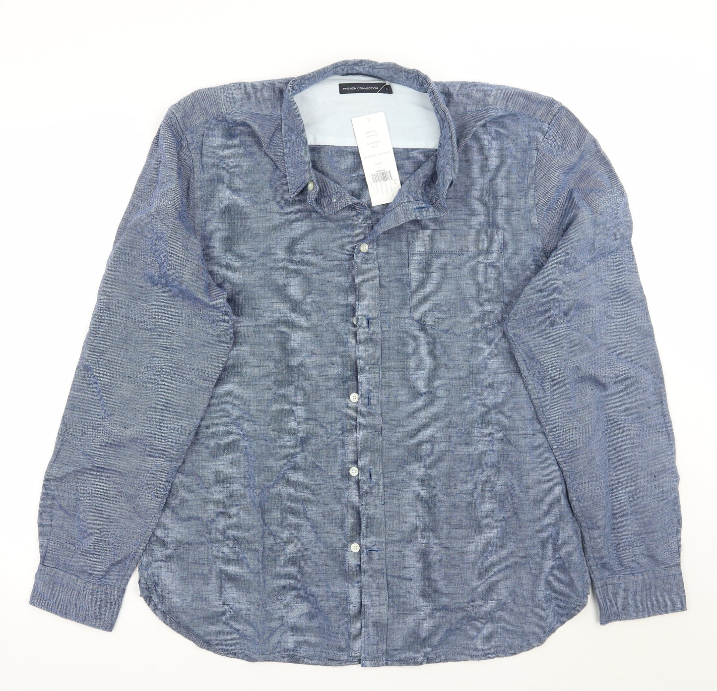French Connection Mens Blue    Button-Up Size L