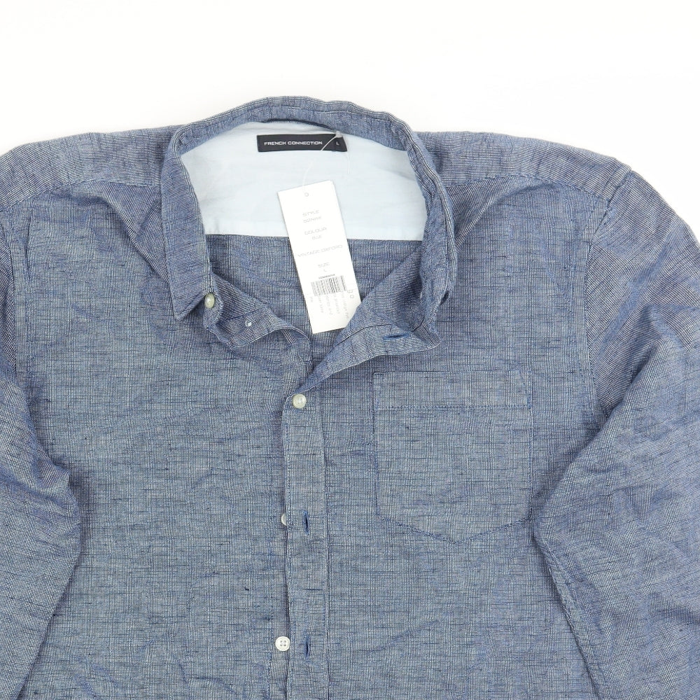 French Connection Mens Blue    Button-Up Size L
