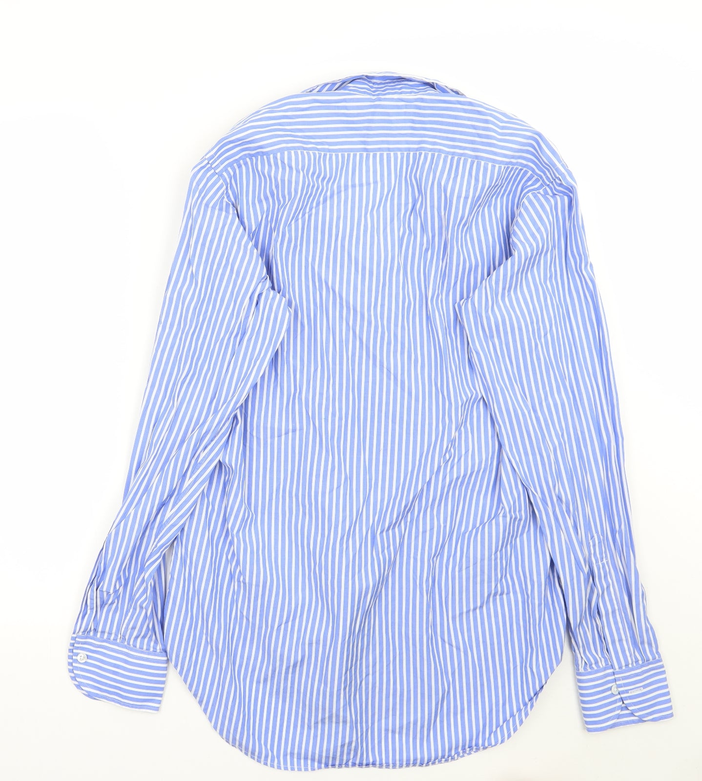Drakes Mens Blue Striped   Button-Up Size 16