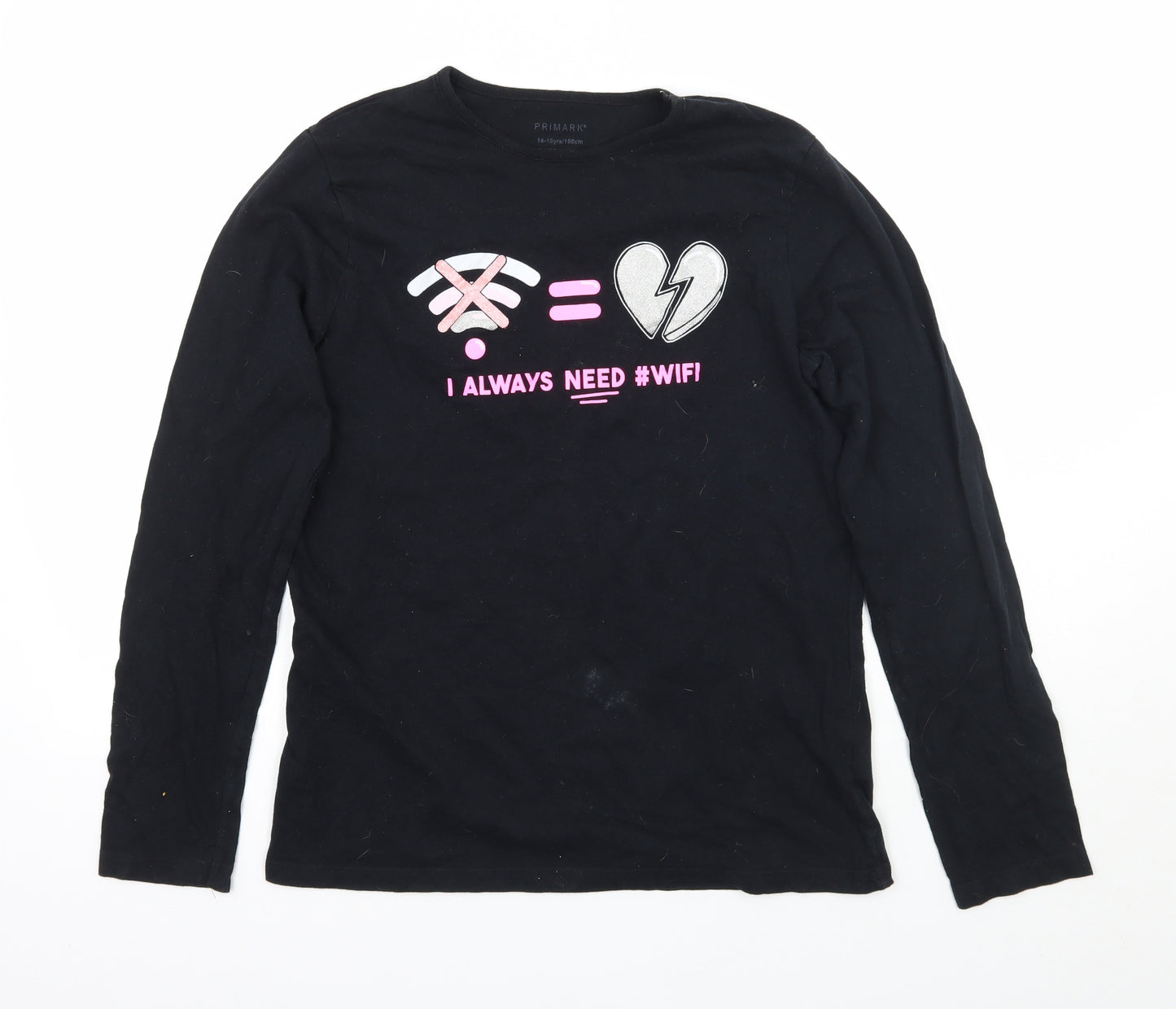 Primark Girls Black   Basic T-Shirt Size 14 Years