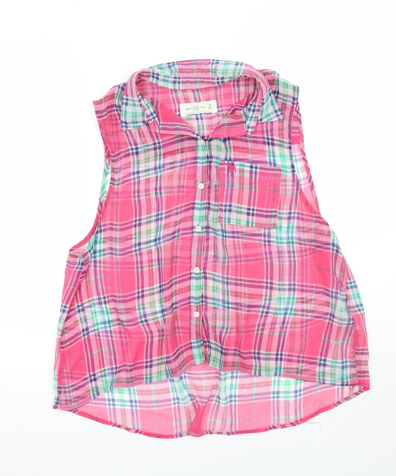 Abercrombie & Fitch Womens Pink Check  Basic Button-Up Size M