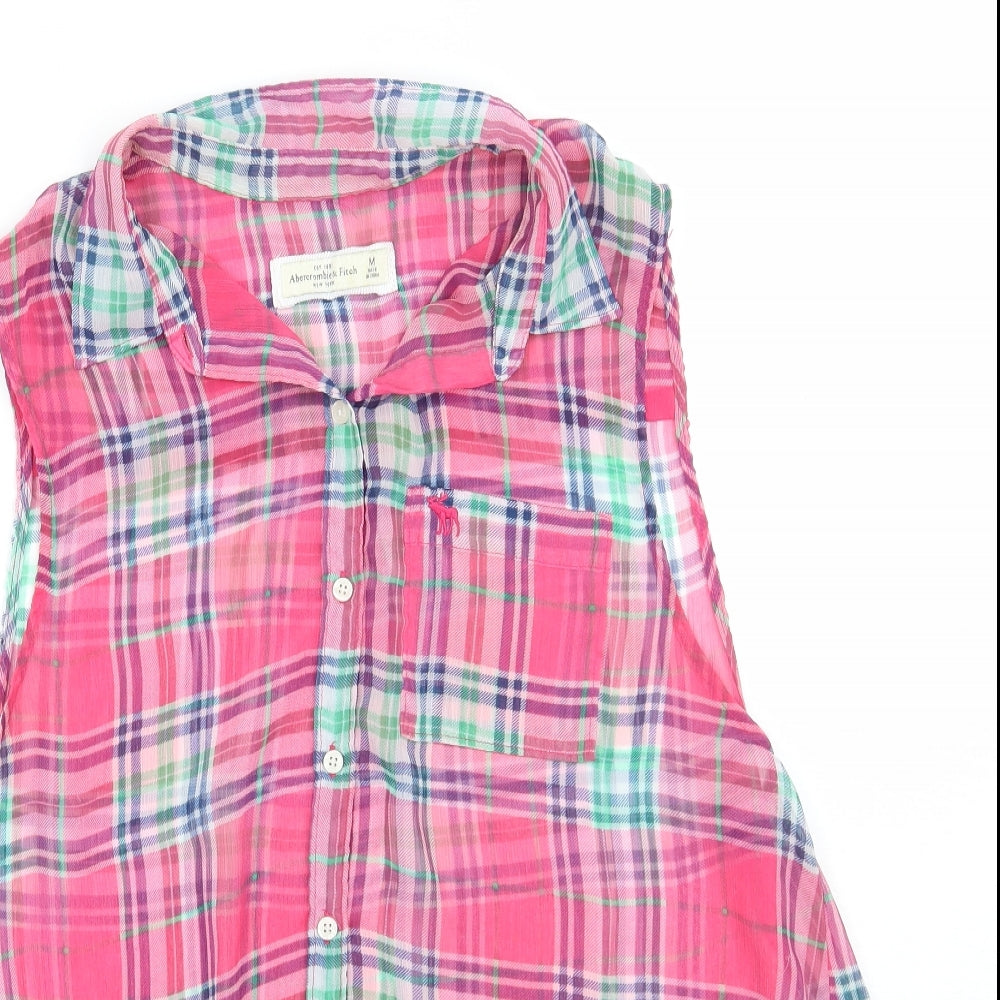 Abercrombie & Fitch Womens Pink Check  Basic Button-Up Size M