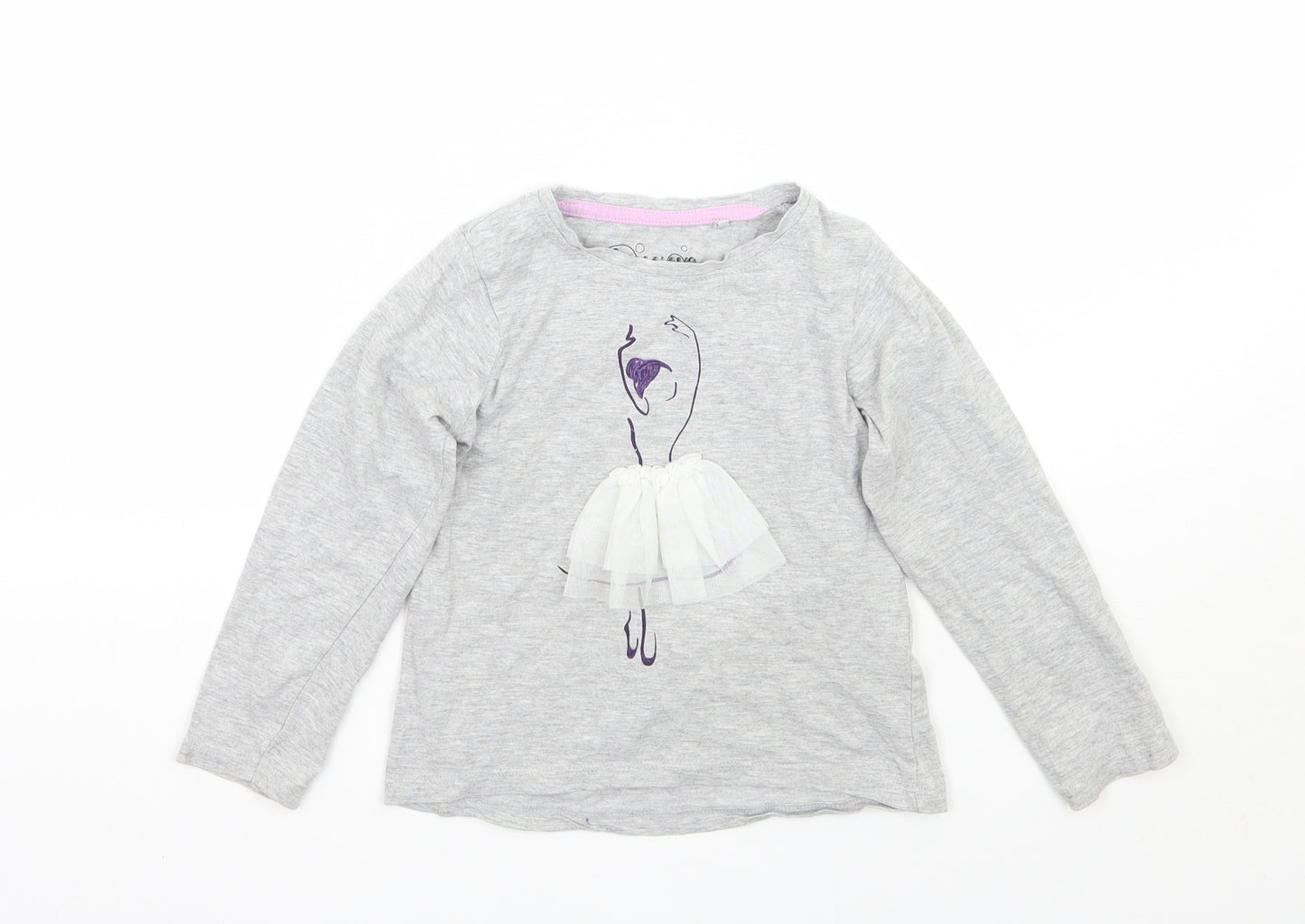 hullabaloo Girls Grey   Basic T-Shirt Size 4-5 Years