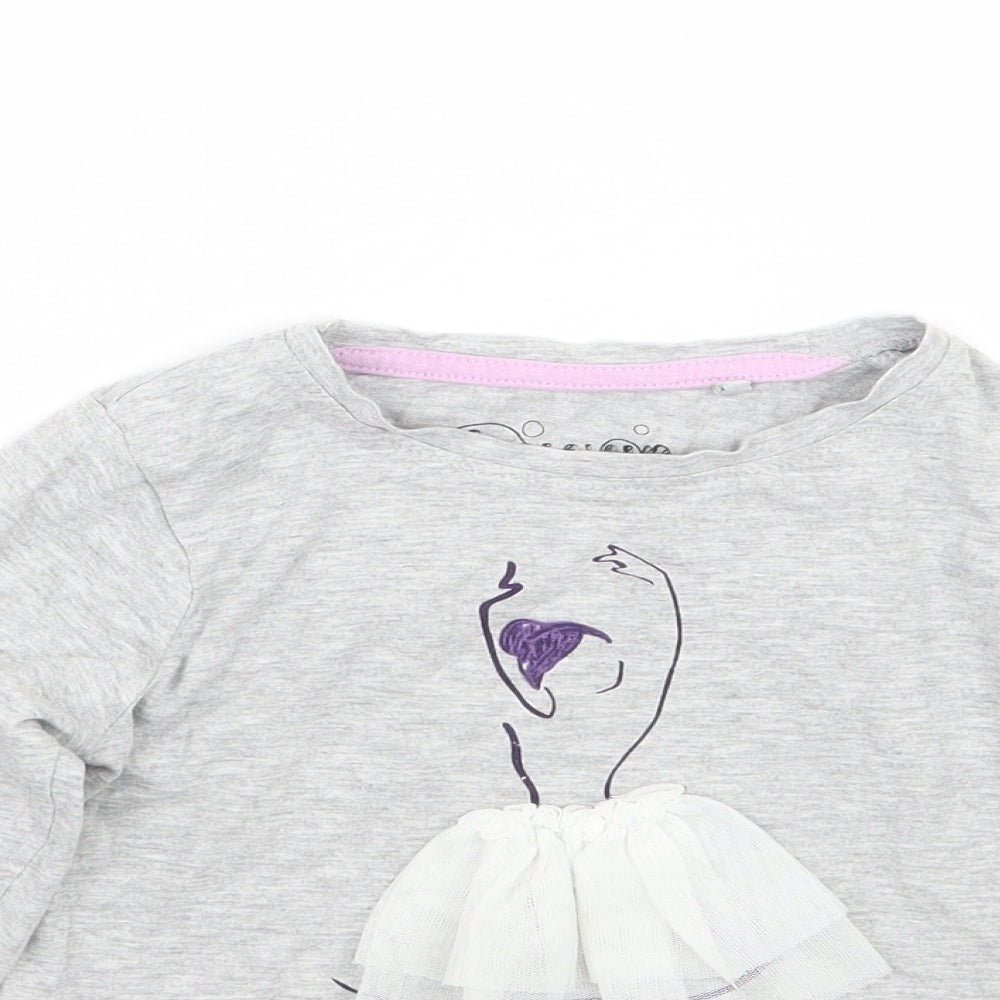 hullabaloo Girls Grey   Basic T-Shirt Size 4-5 Years