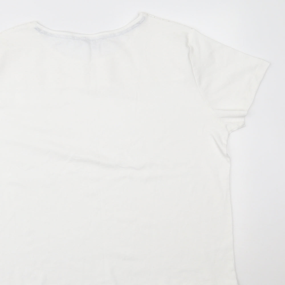 Maine New England Womens White   Basic T-Shirt Size 22