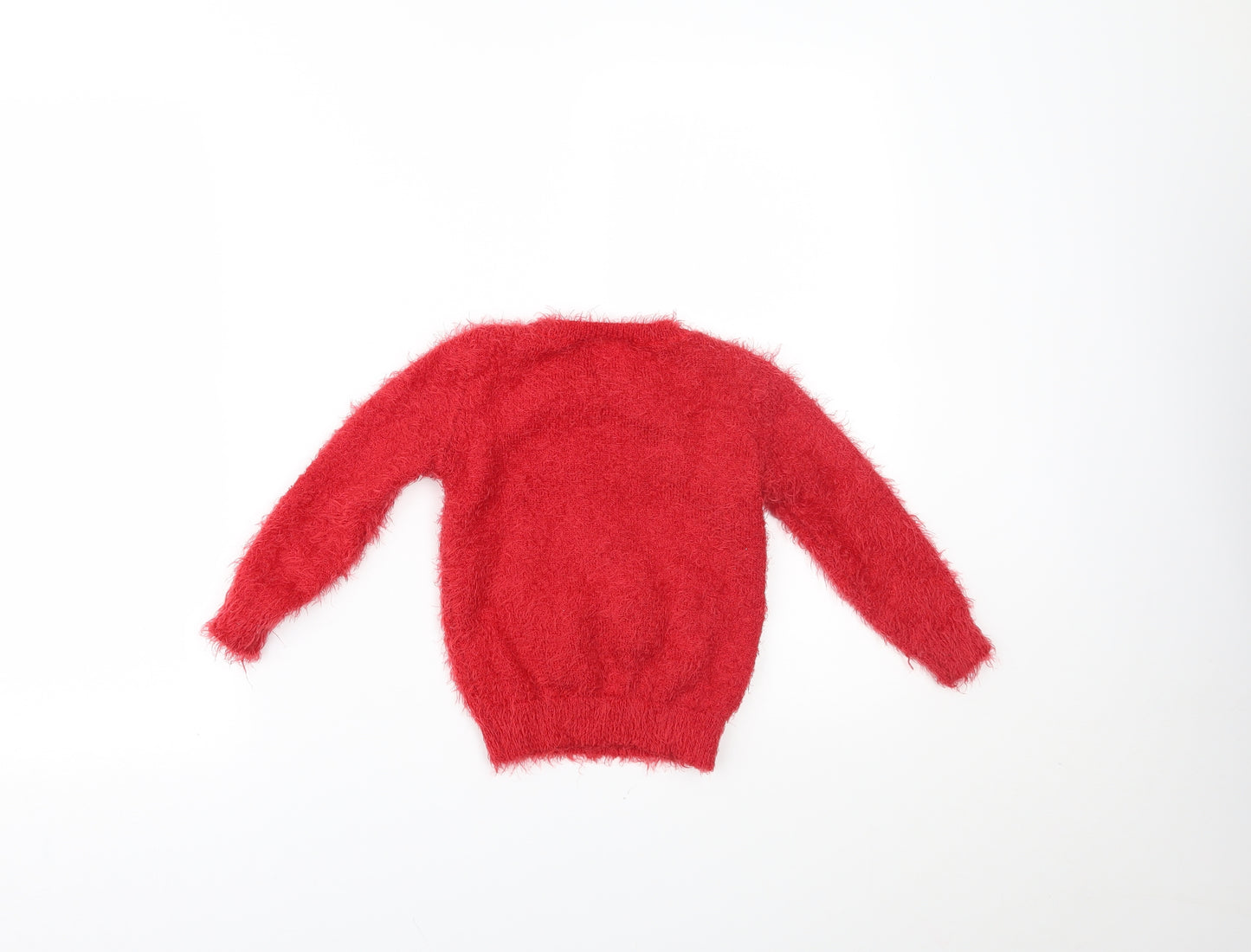 George Girls Red   Pullover Jumper Size 3-4 Years  - christmas