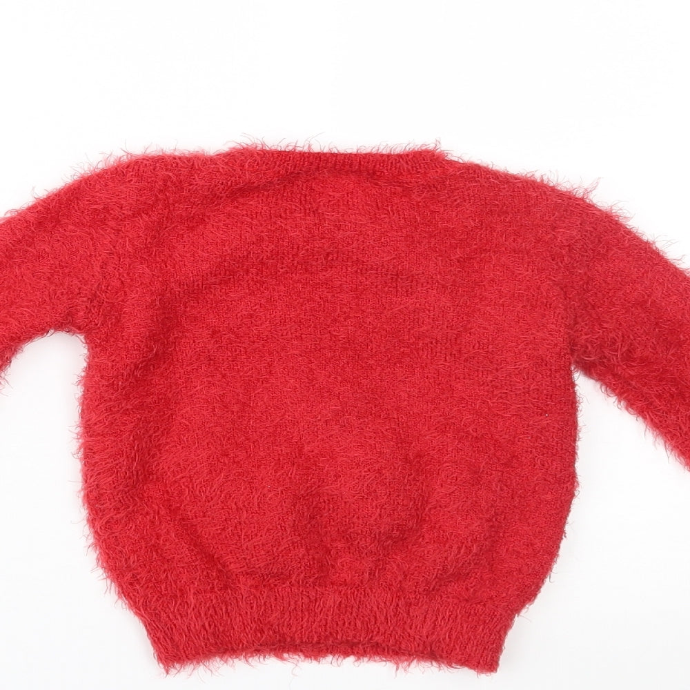 George Girls Red   Pullover Jumper Size 3-4 Years  - christmas