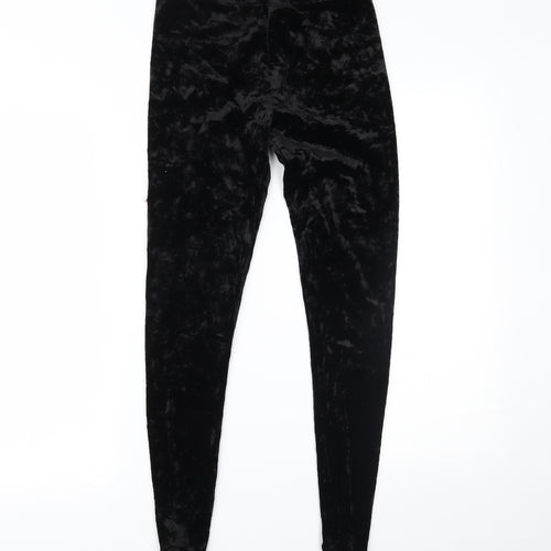 FOREVER 21 Womens Black  Velour  Leggings Size M L28 in