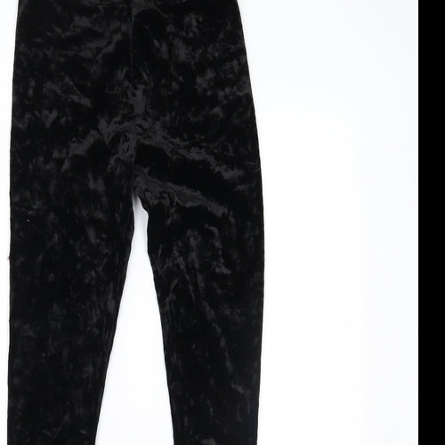 FOREVER 21 Womens Black  Velour  Leggings Size M L28 in