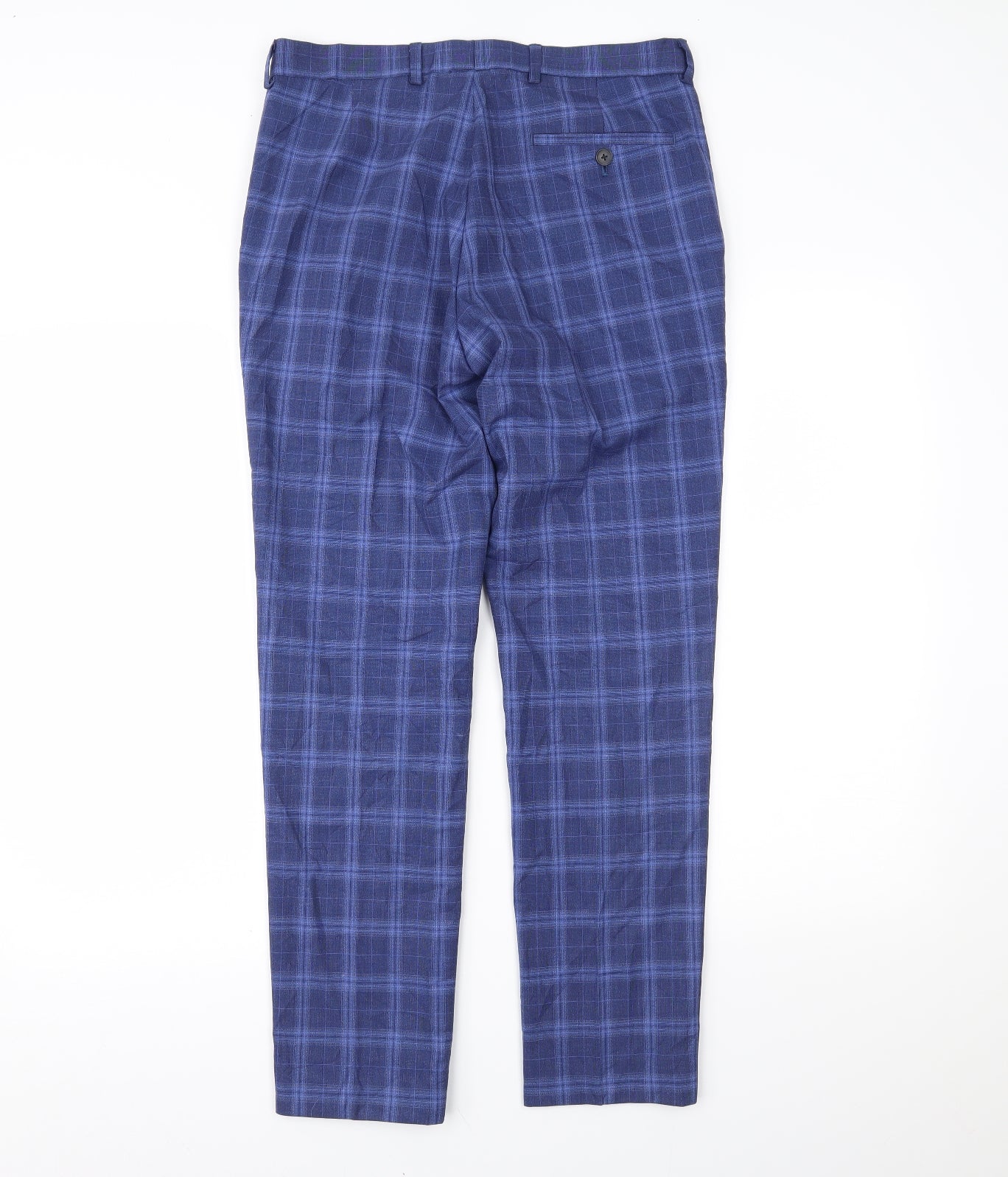 Marks and Spencer Mens Blue Plaid  Trousers  Size 30 L27 in