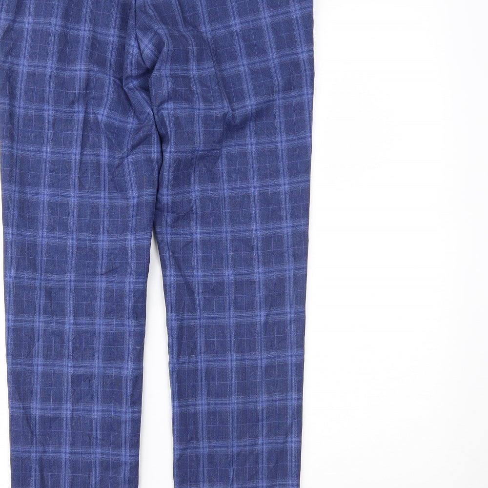 Marks and Spencer Mens Blue Plaid  Trousers  Size 30 L27 in