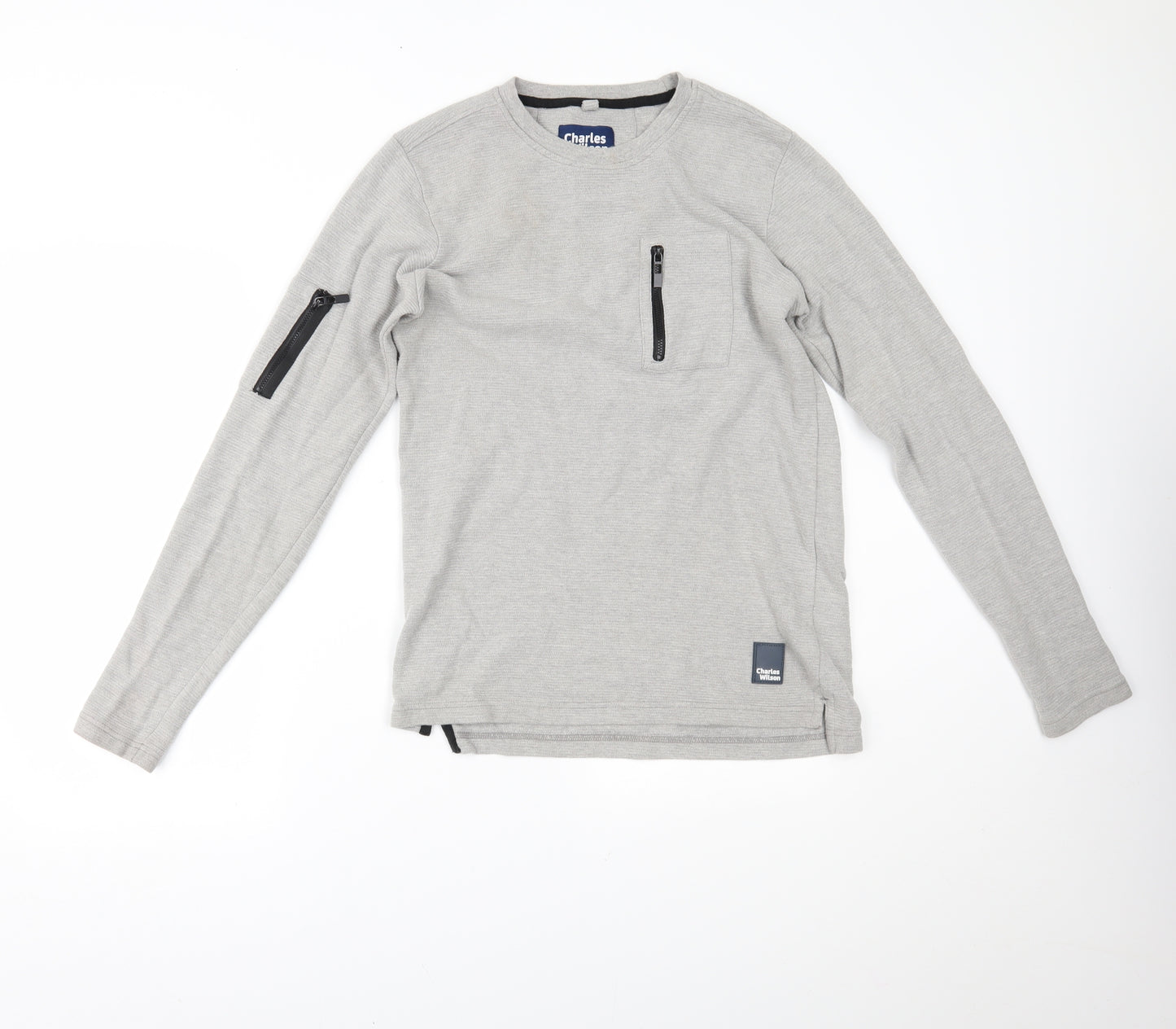 Charles Wilson Mens Grey   Henley Jumper Size M