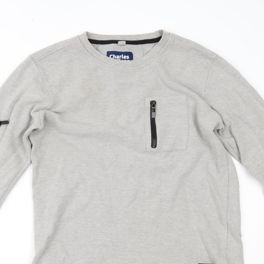 Charles Wilson Mens Grey   Henley Jumper Size M
