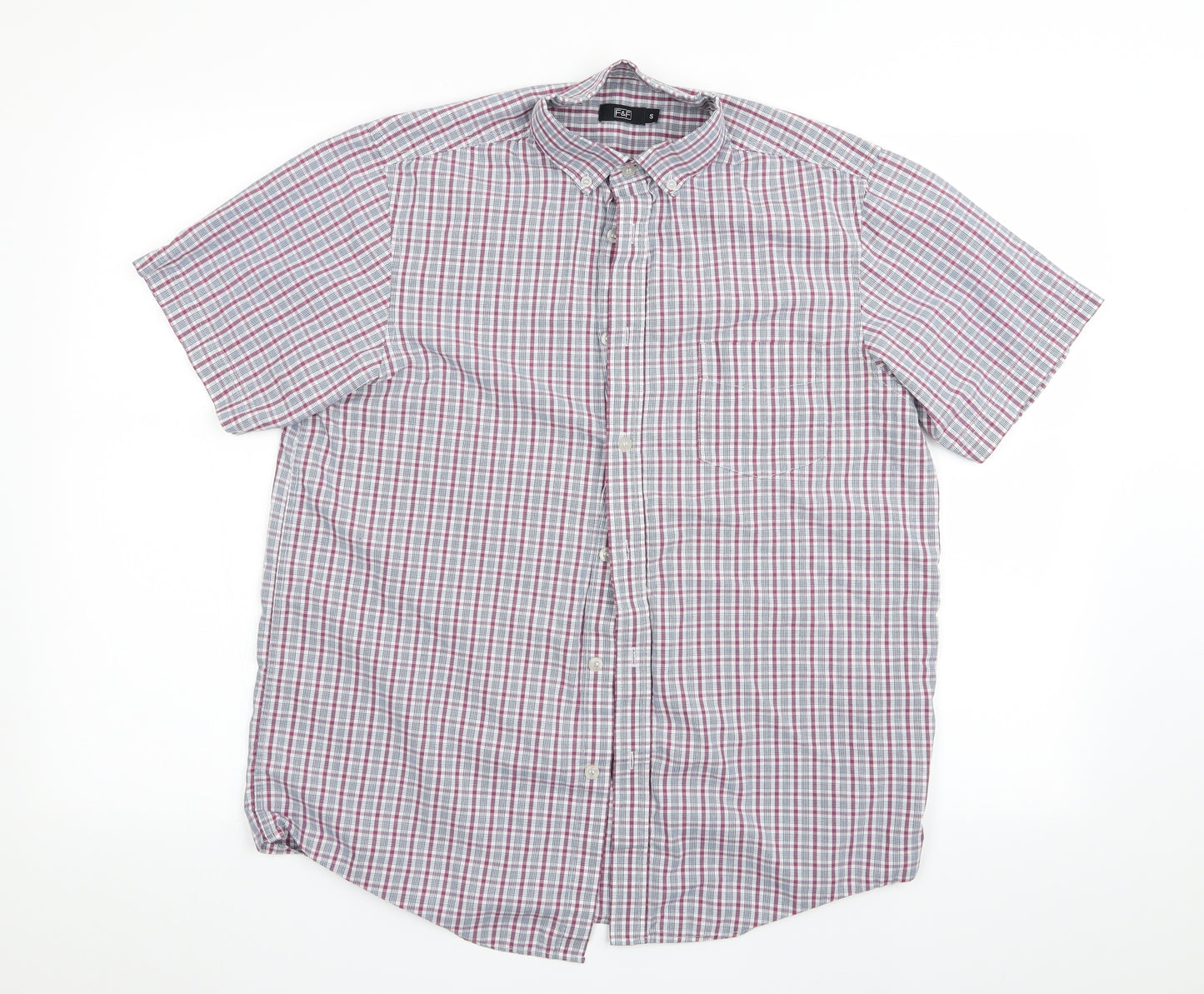 Florence and Fred Mens Red Check   Button-Up Size S