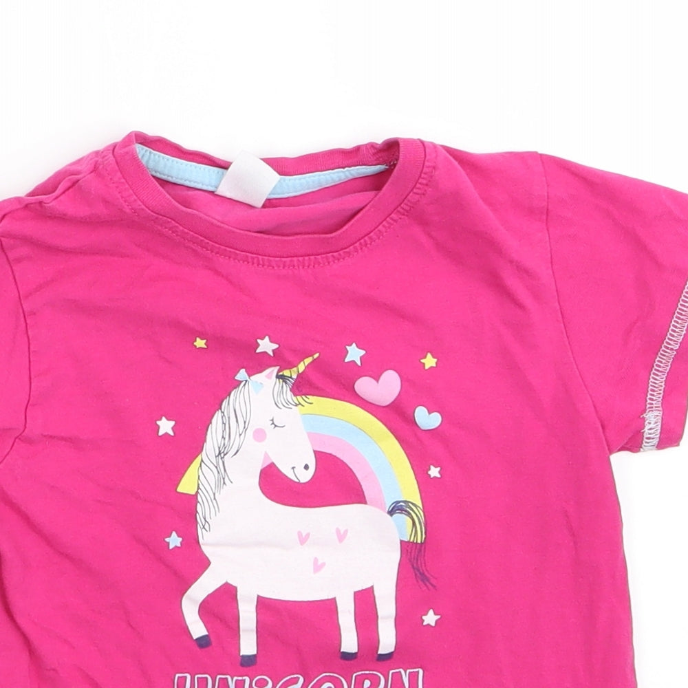 Preworn Girls Pink Animal Print   Pyjama Top Size 4-5 Years  - Unicorn Dreaming