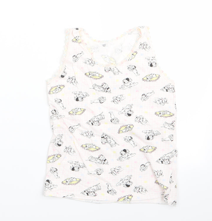 Preworn Girls Pink Animal Print Pyjama Top Size 7-8 Years - Dalmations