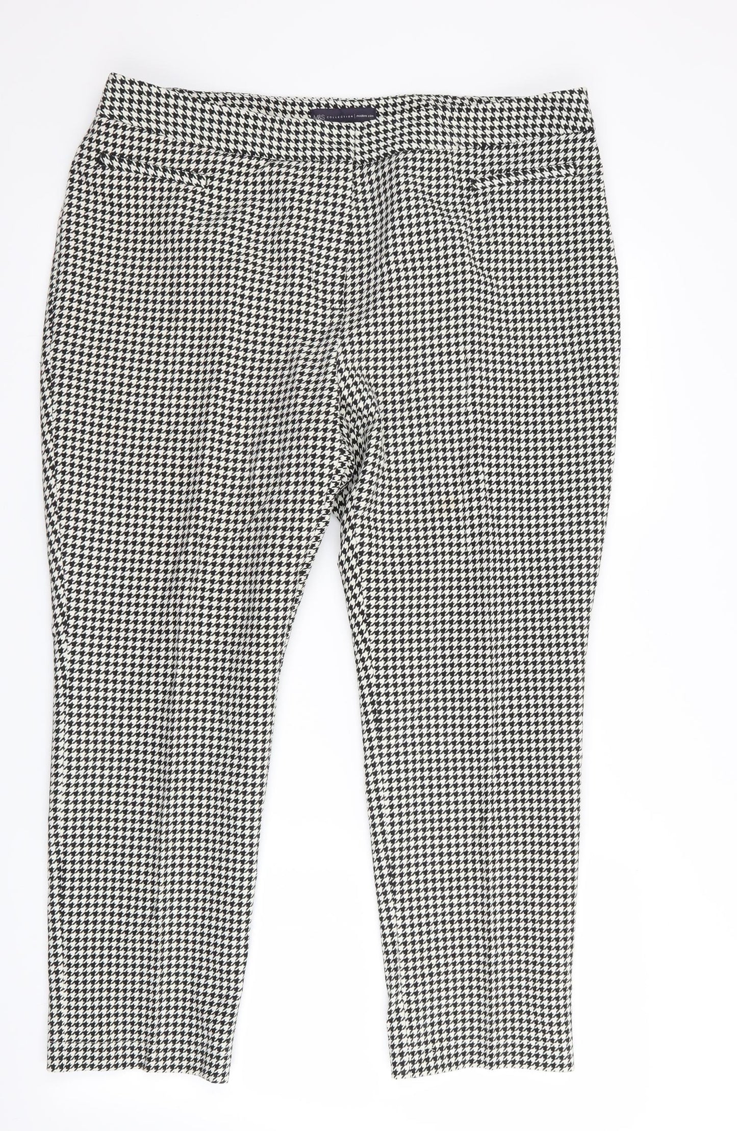 Marks and Spencer Womens Multicoloured Houndstooth  Cropped Trousers Size 16 L26 in