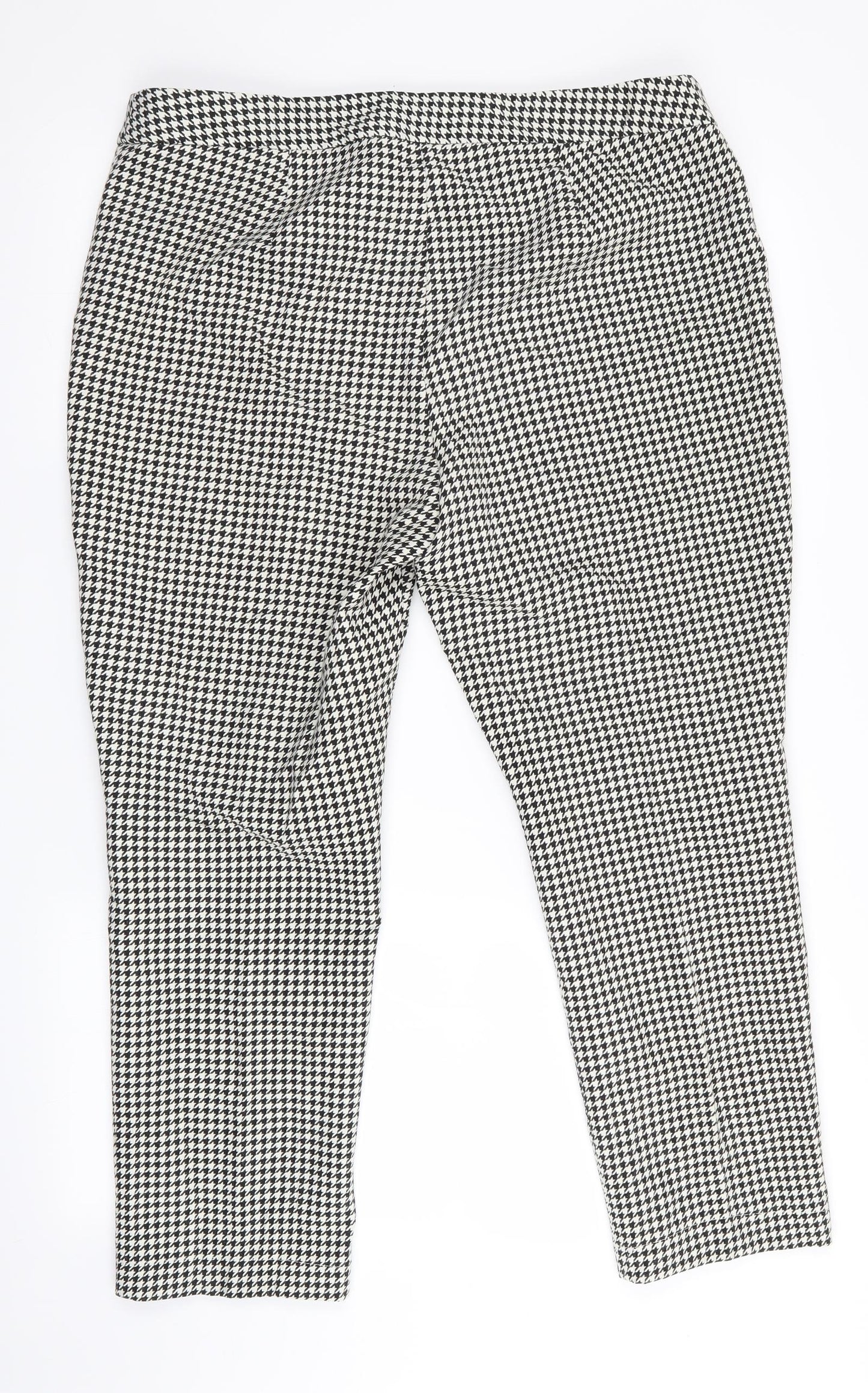 Marks and Spencer Womens Multicoloured Houndstooth  Cropped Trousers Size 16 L26 in