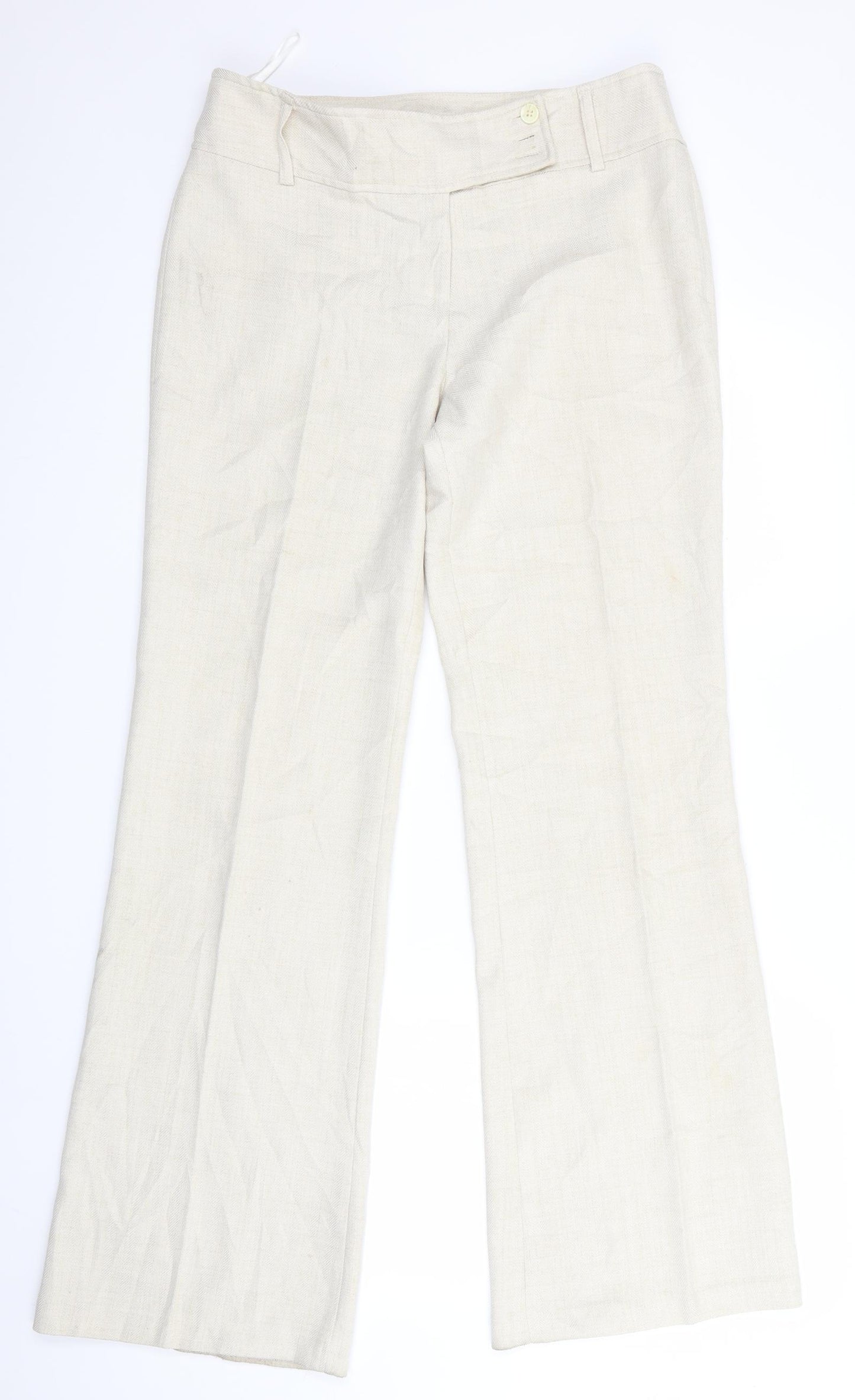 Dorothy Perkins Womens Beige Herringbone  Trousers  Size 12 L32 in