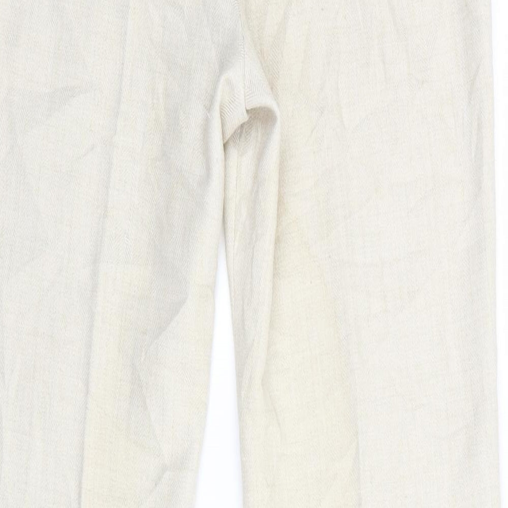 Dorothy Perkins Womens Beige Herringbone  Trousers  Size 12 L32 in