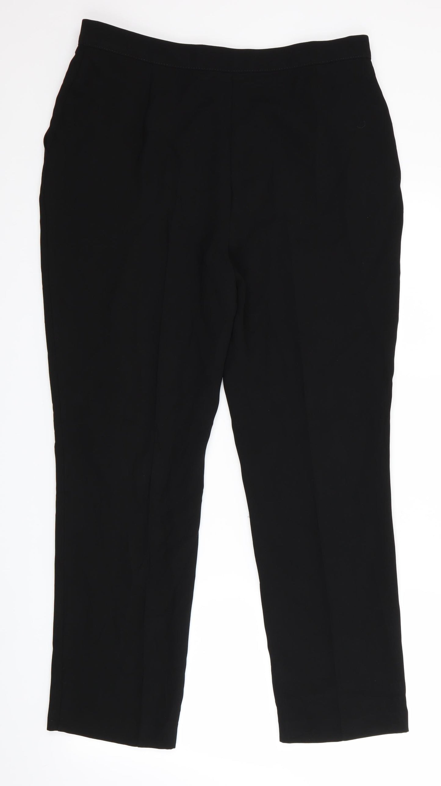 Marks and Spencer Womens Black   Trousers  Size 14 L28 in - Front Button Up no Zip
