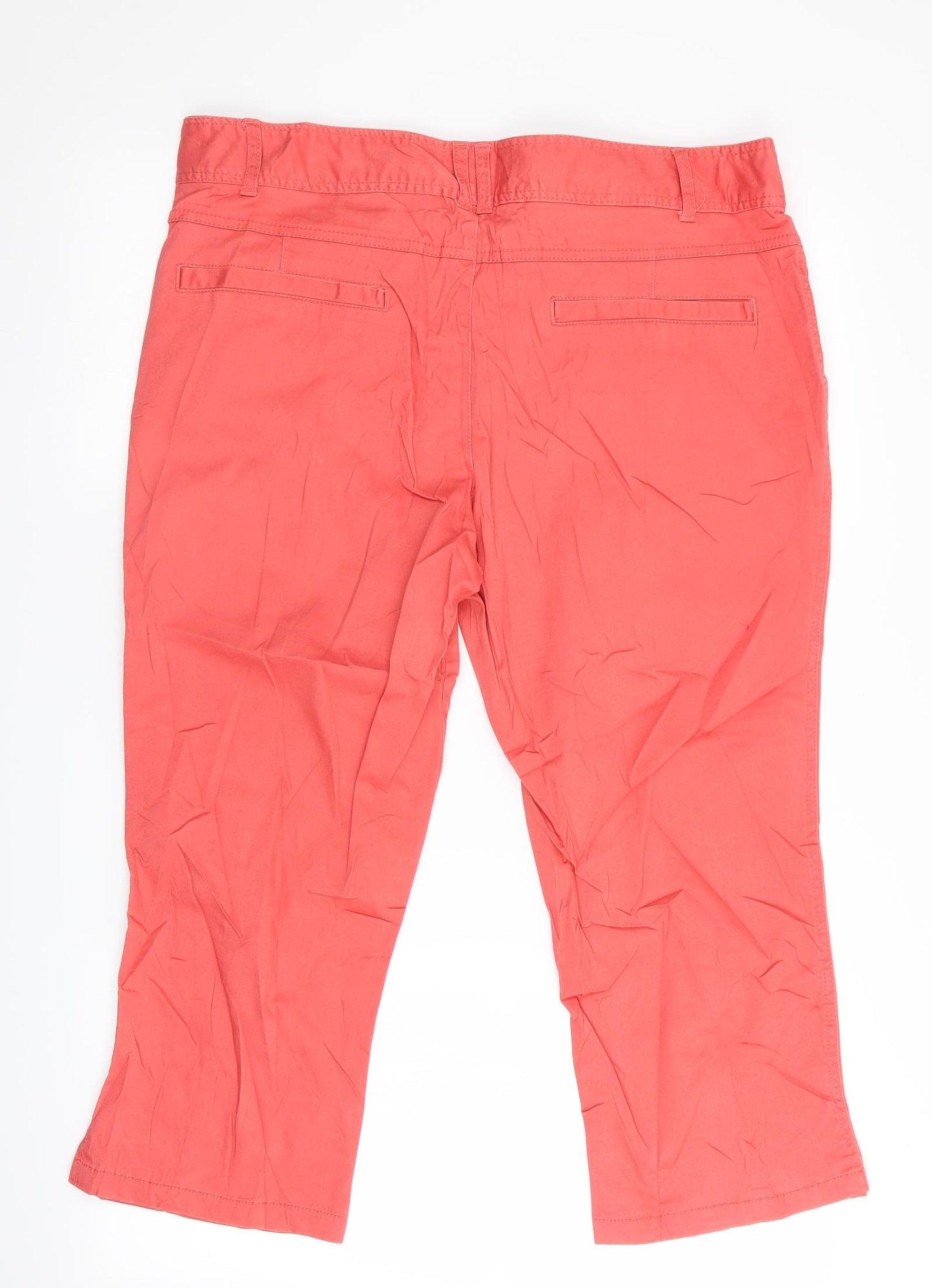M&Co Womens Orange   Cropped Trousers Size 16 L22 in