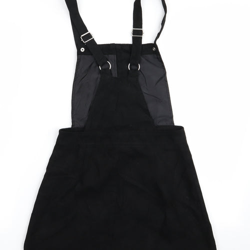 Divided Womens Black   Pinafore/Dungaree Dress  Size 6  - Suede Effect