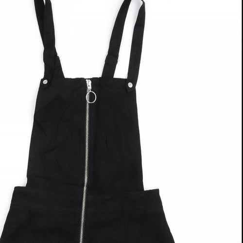 Divided Womens Black   Pinafore/Dungaree Dress  Size 6  - Suede Effect
