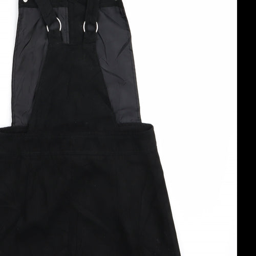 Divided Womens Black   Pinafore/Dungaree Dress  Size 6  - Suede Effect