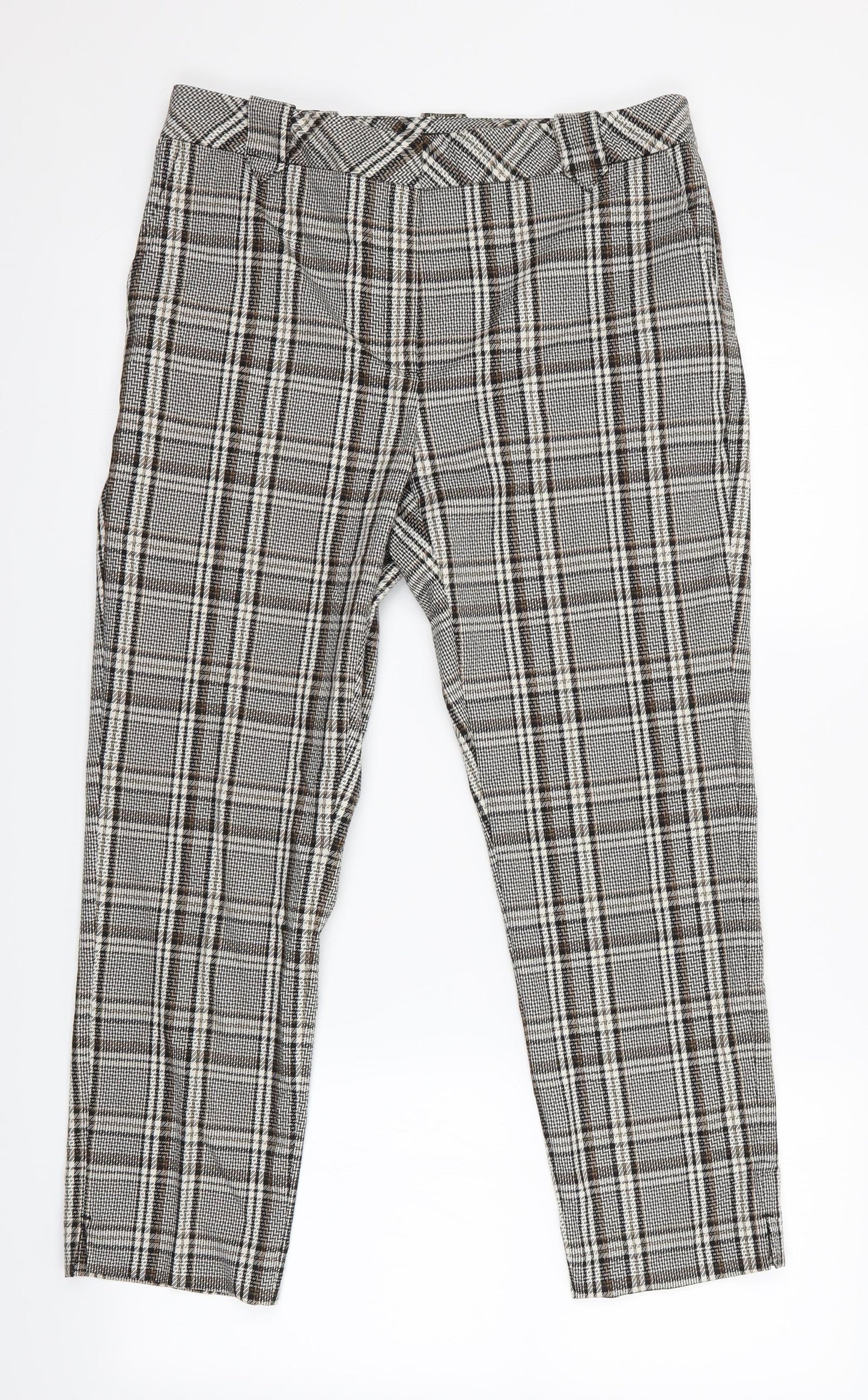 Autograph Womens Brown Check  Capri Trousers Size 10 L24.5 in