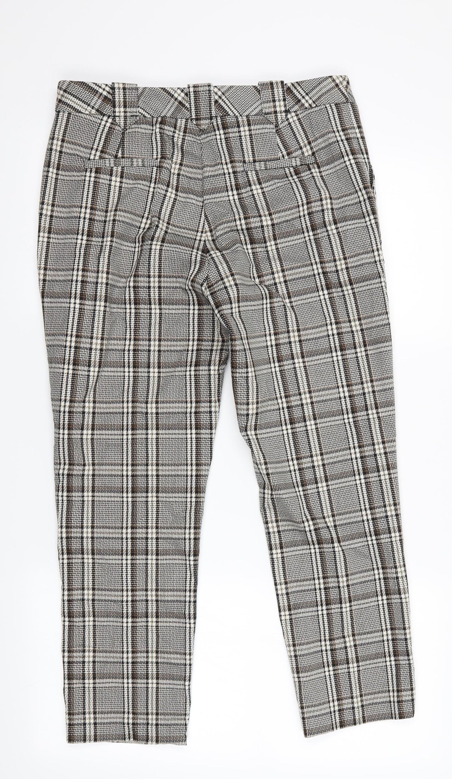 Autograph Womens Brown Check  Capri Trousers Size 10 L24.5 in