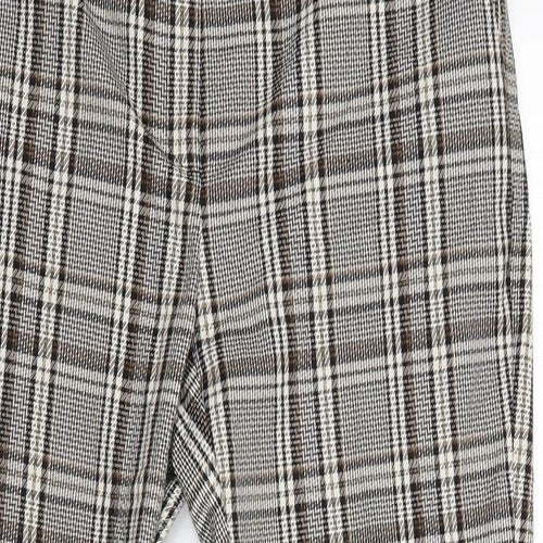 Autograph Womens Brown Check  Capri Trousers Size 10 L24.5 in