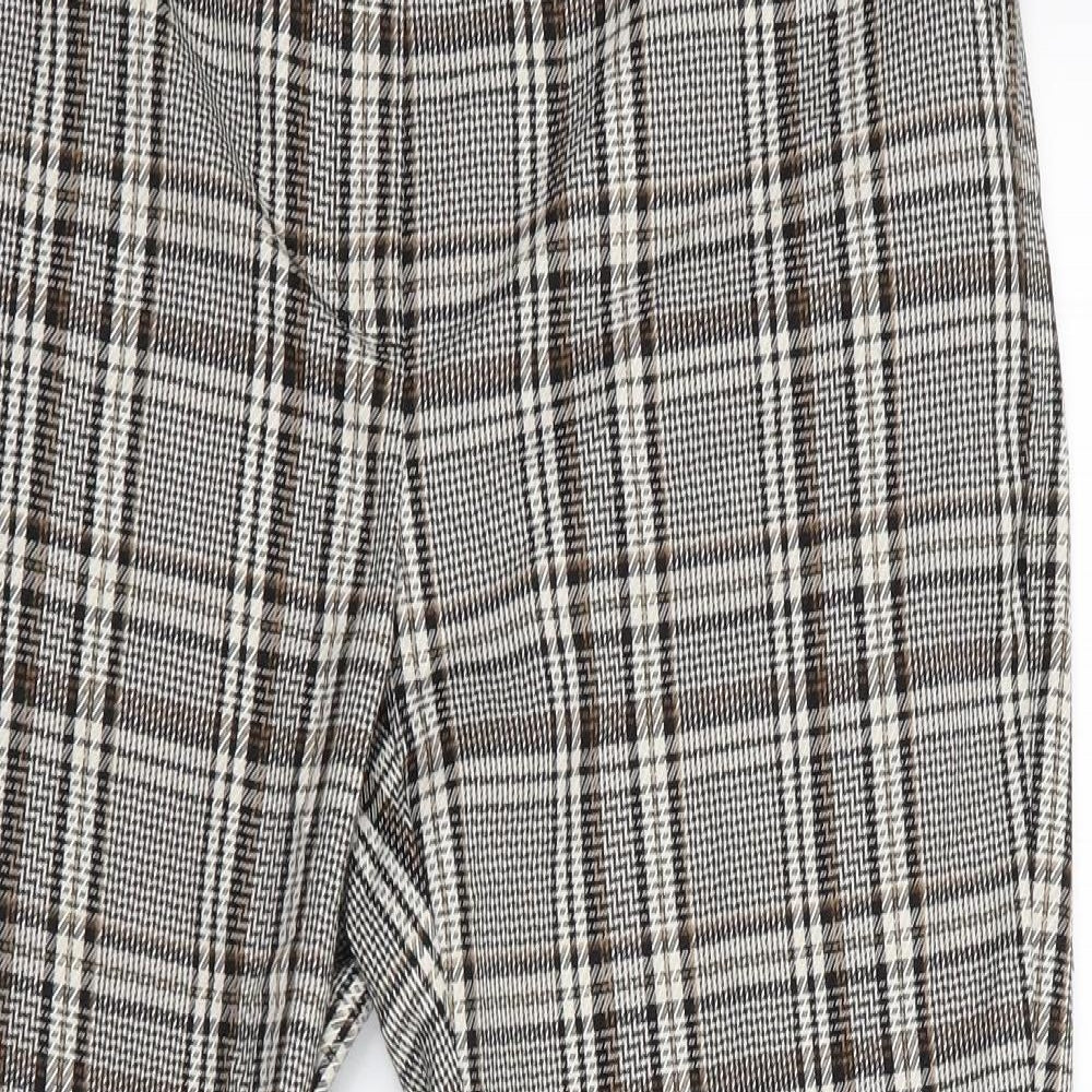 Autograph Womens Brown Check  Capri Trousers Size 10 L24.5 in