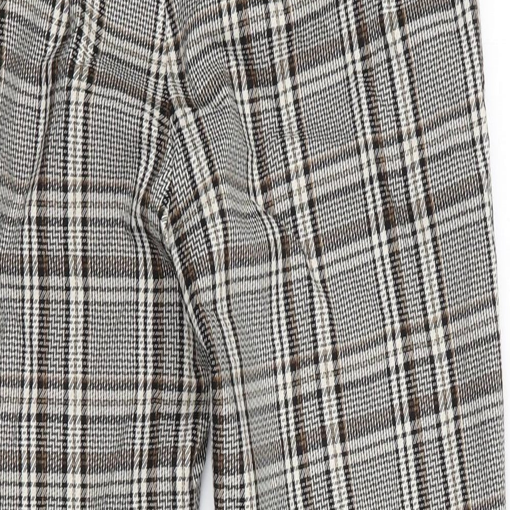Autograph Womens Brown Check  Capri Trousers Size 10 L24.5 in