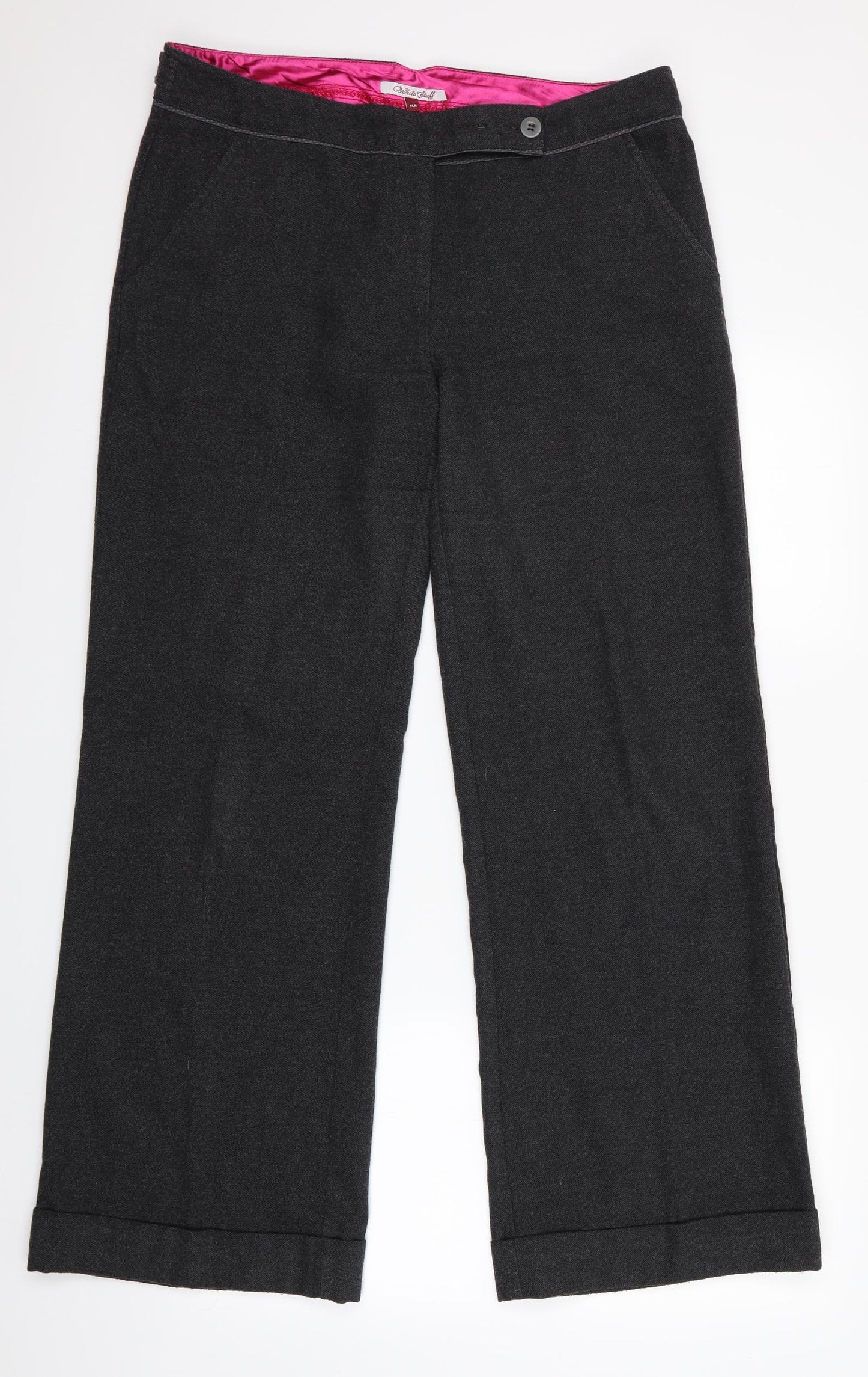 White Stuff Womens Grey   Trousers  Size 14 L31 in - Turn Up Hem