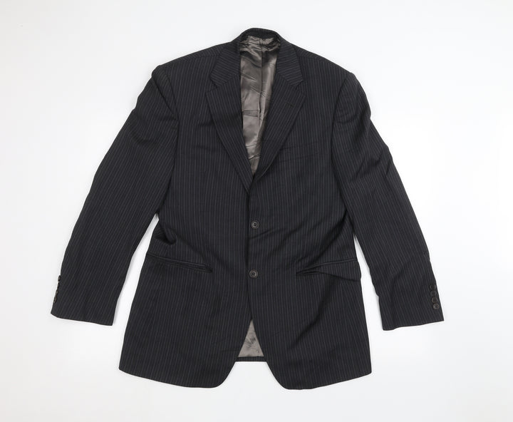 Marks and Spencer Mens Black Striped Jacket Suit Jacket Size 38