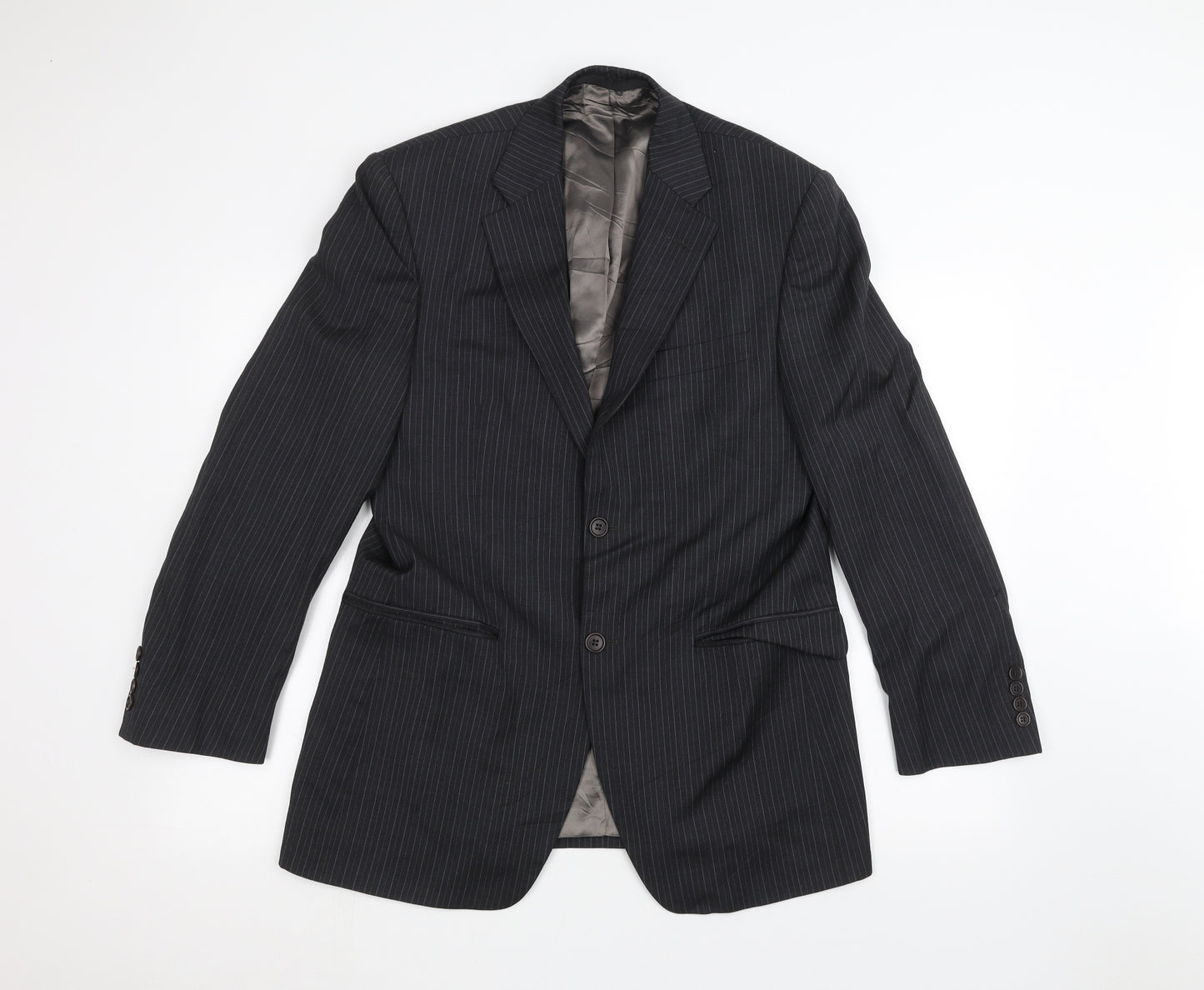 Marks and Spencer Mens Black Striped  Jacket Suit Jacket Size 38