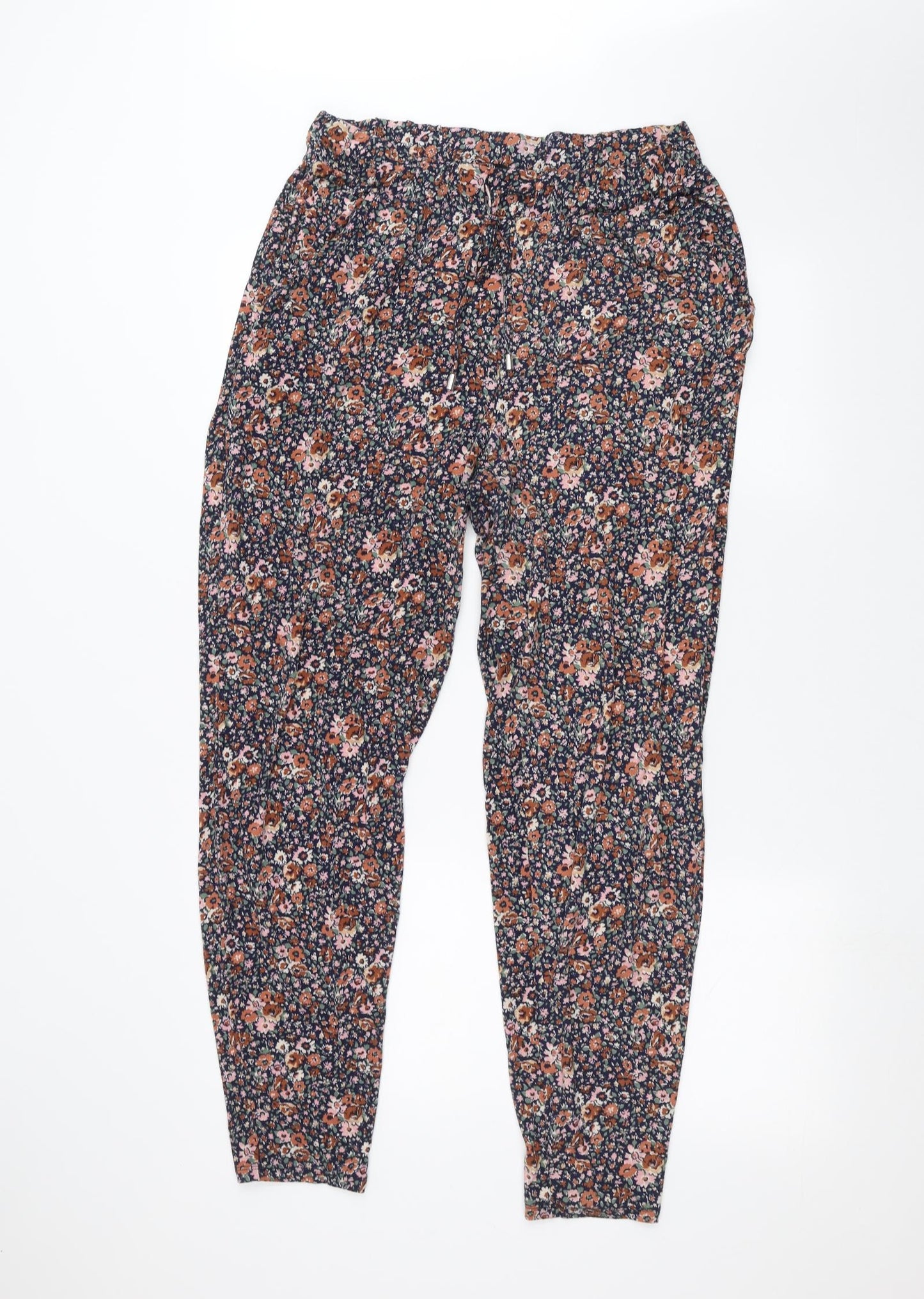 NEXT Womens Blue Floral  Trousers  Size 16 L26 in