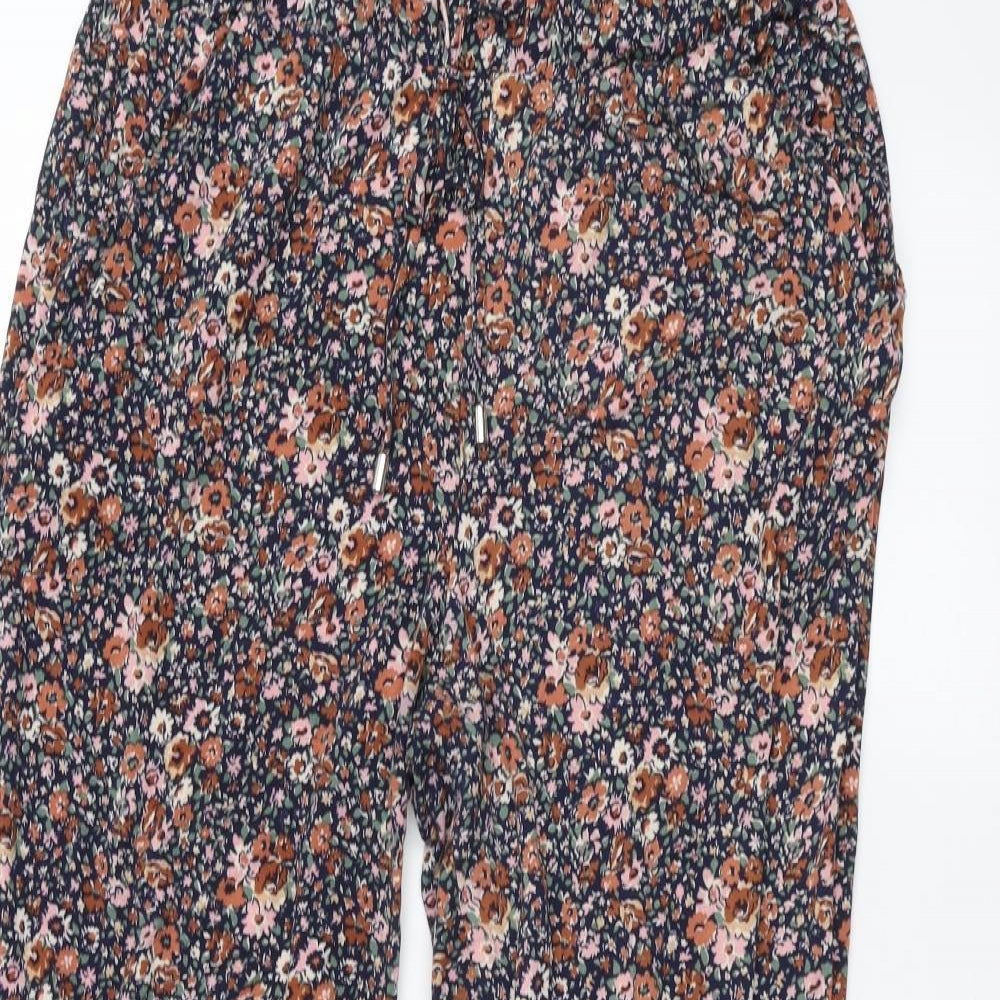 NEXT Womens Blue Floral  Trousers  Size 16 L26 in