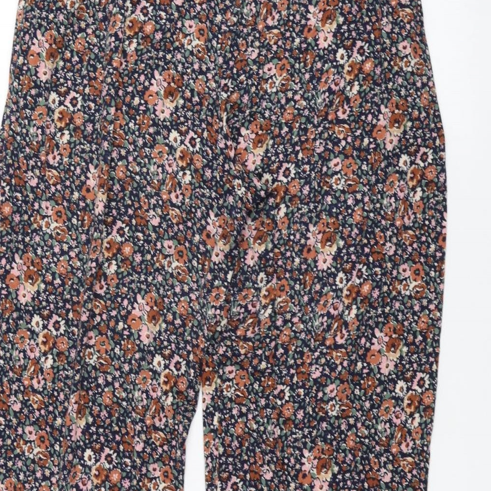 NEXT Womens Blue Floral  Trousers  Size 16 L26 in
