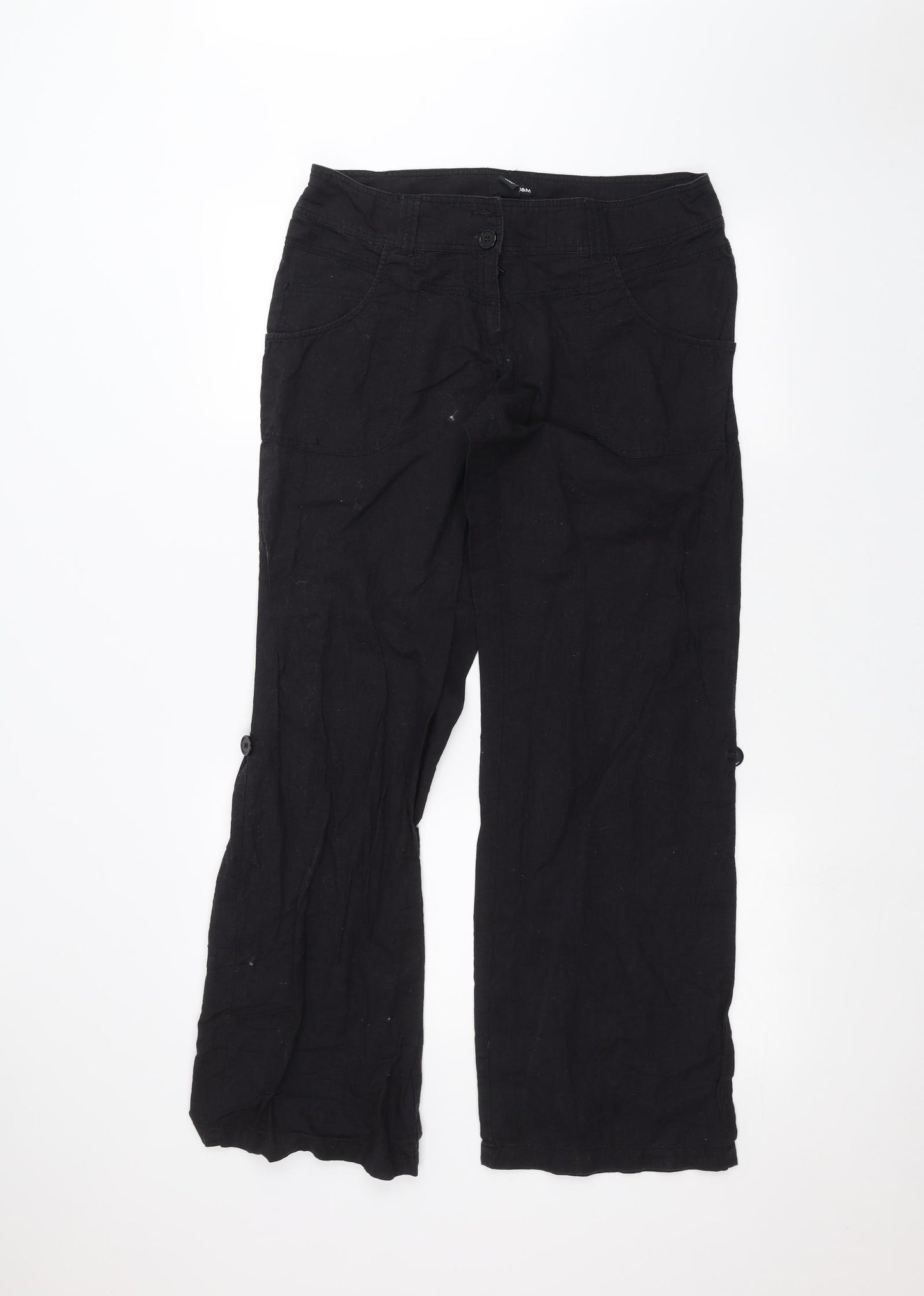 H&M Womens Black   Trousers  Size 12 L27 in