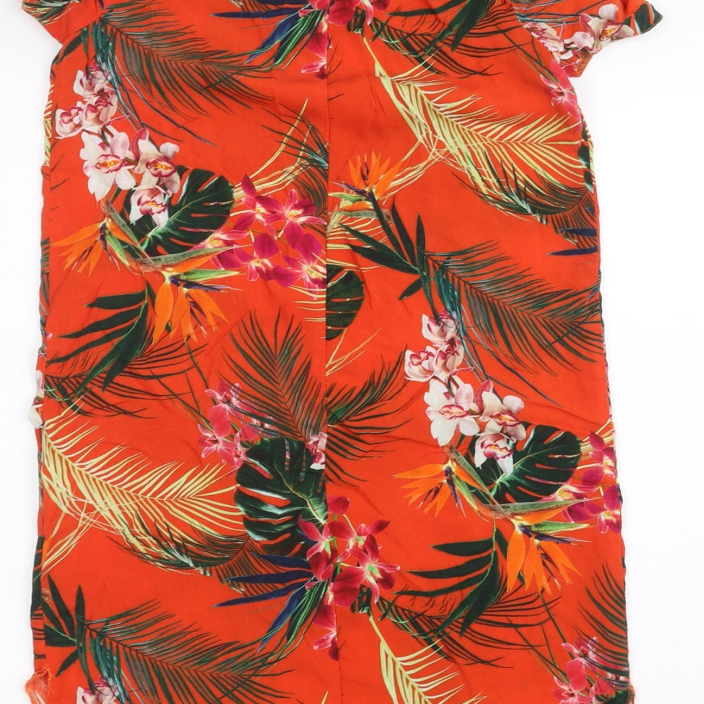 Dorothy Perkins Womens Orange Floral  Basic Blouse Size 10