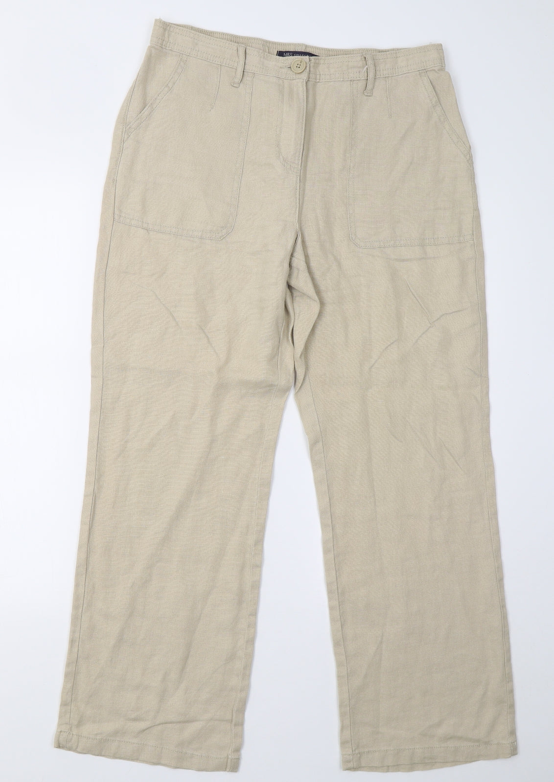 M&S Womens Beige   Trousers  Size 12 L28 in - Short