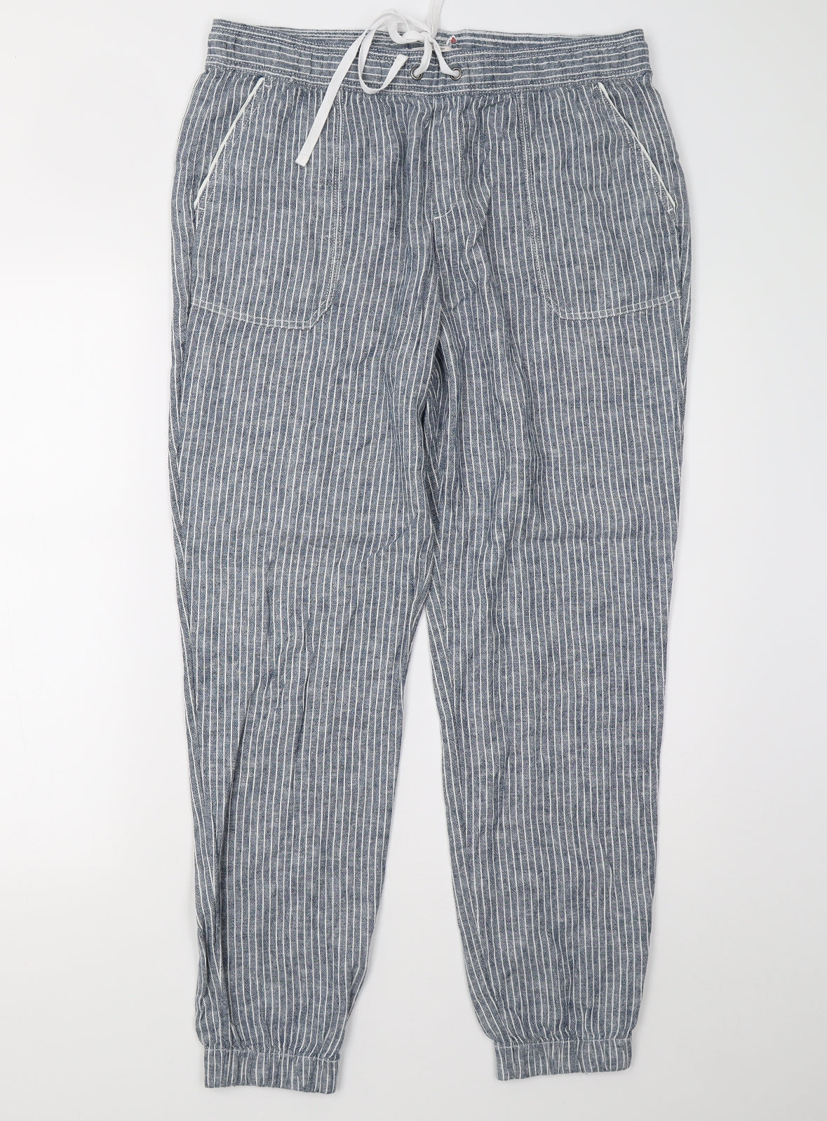 TU Womens Blue Striped  Trousers  Size 14 L29 in