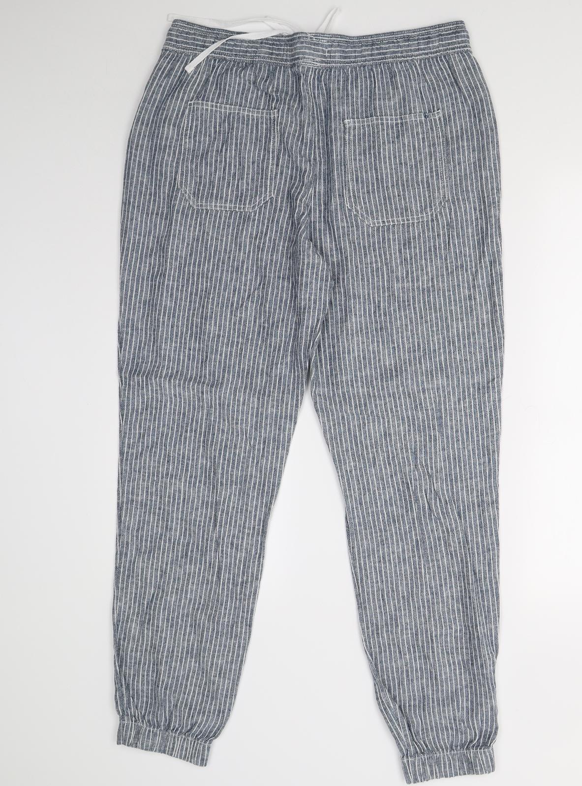 TU Womens Blue Striped  Trousers  Size 14 L29 in