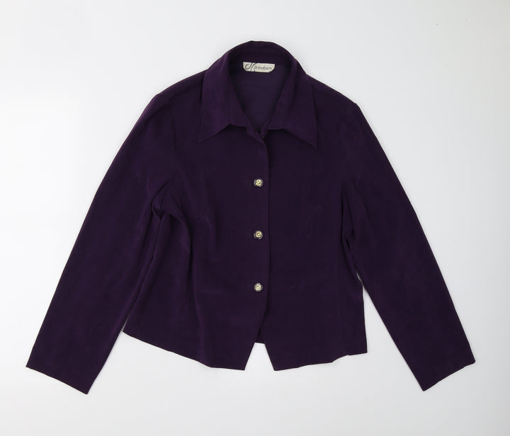 Dressbarn Womens Purple Basic Button-Up Size M